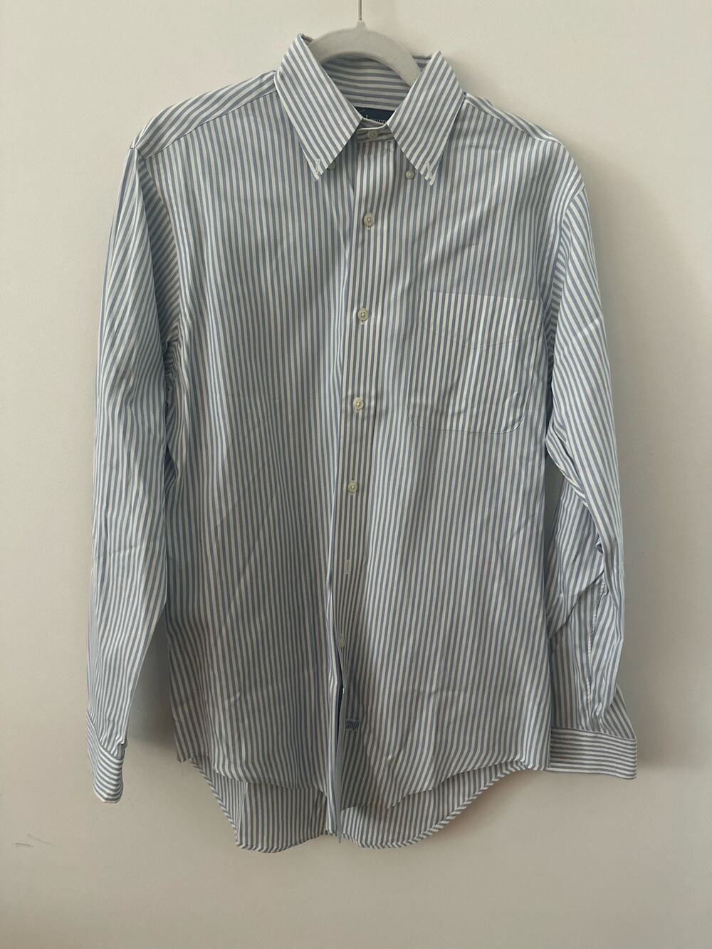 Polo Ralph Lauren Dress Shirt Men's Size 15-34 Blue White Striped Long Sleeve